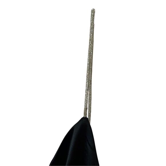 NWT Lulus Sleek Excellence Black Satin Rhinestone One Shoulder Dress S/Large - Picture 5 of 7